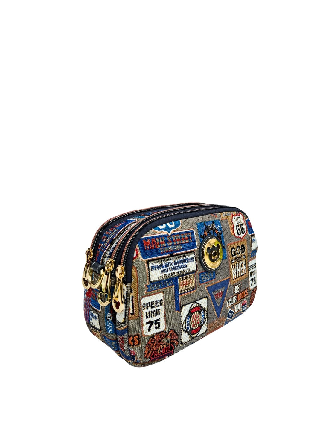 Medal Plate Grey Crossbody Bag
