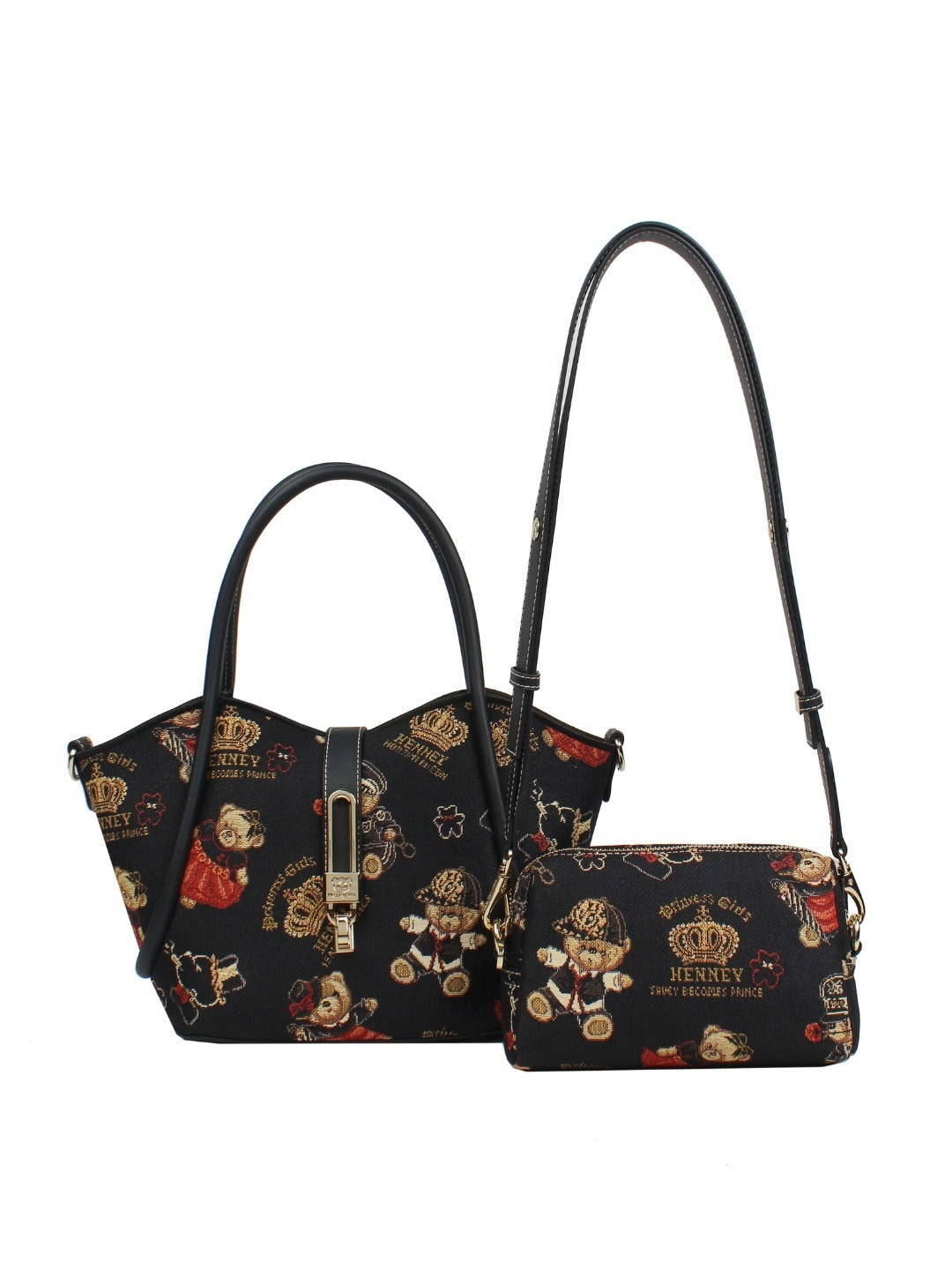 Crown Bear Top Handle Bag (Set of 2)