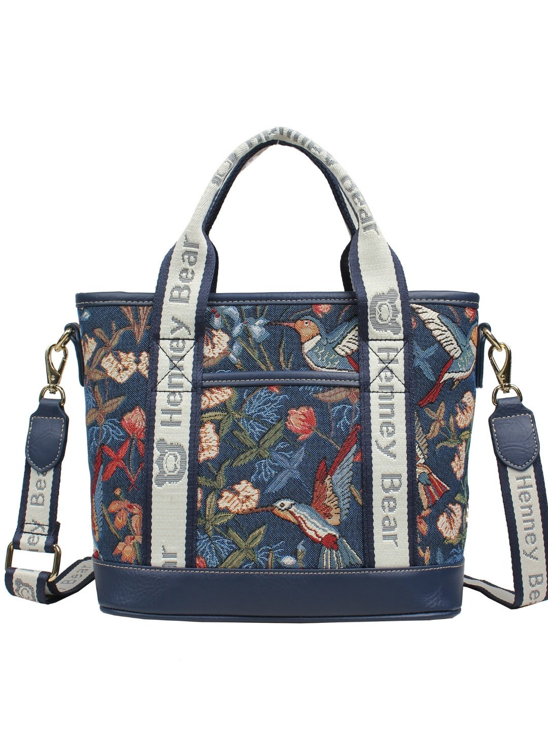Blue Hummingbird Top Handle Bag