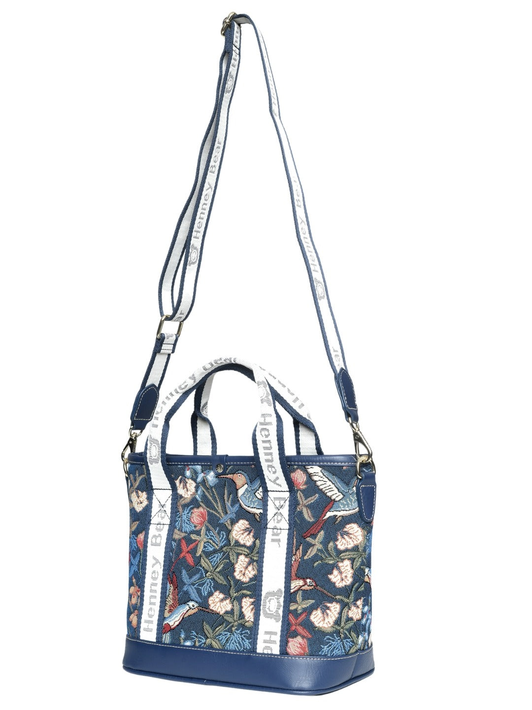 Blue Hummingbird Top Handle Bag