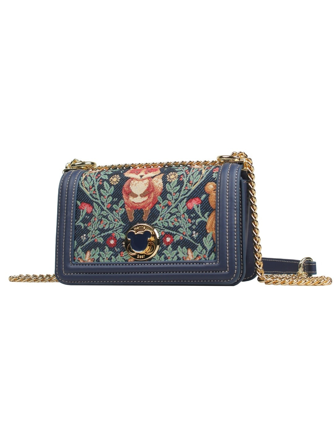 Bear And Fox Sling Bag With Chain Strap