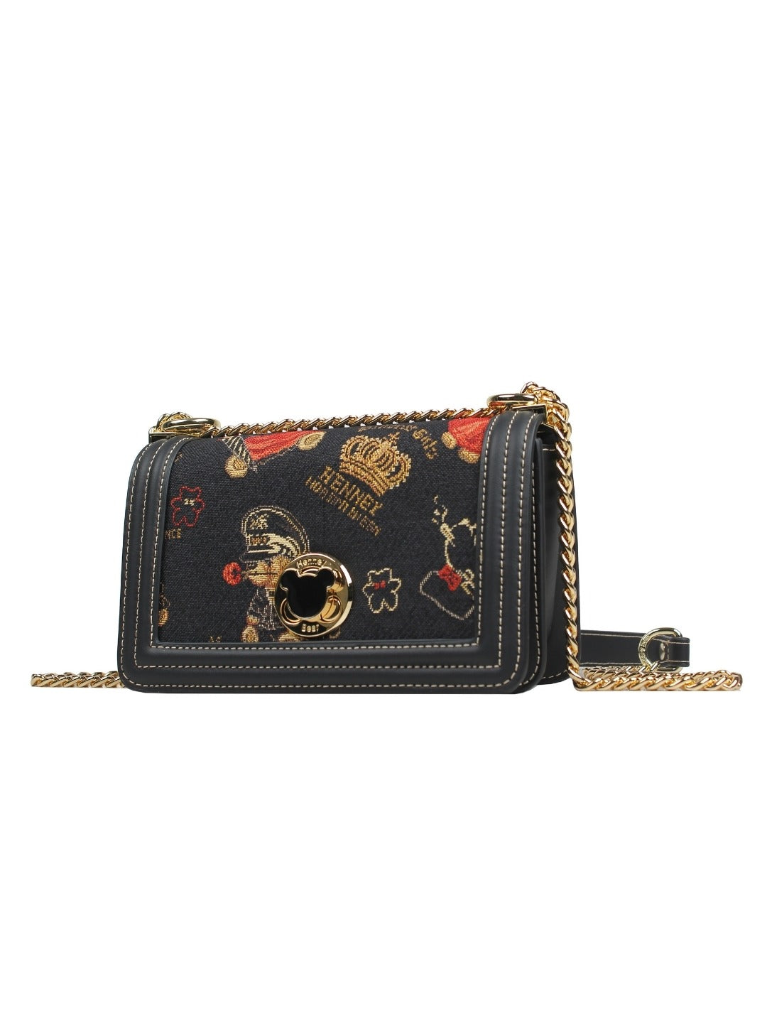 Crown Bear Sling Bag With Chain Strap