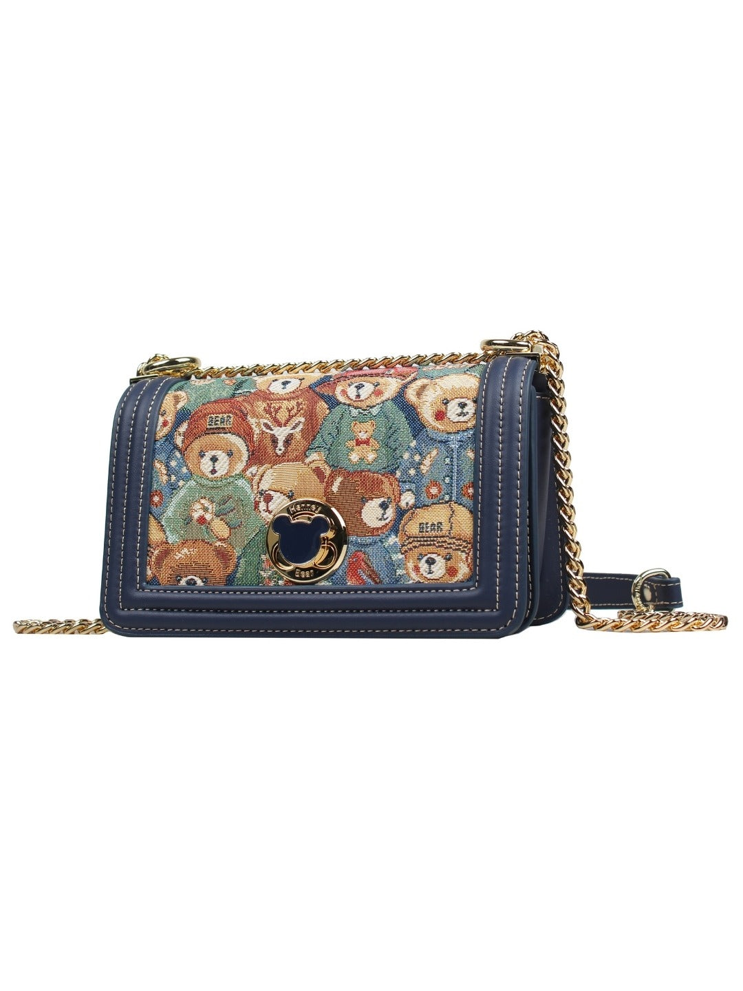 Green Bear Sling Bag With Chain Strap