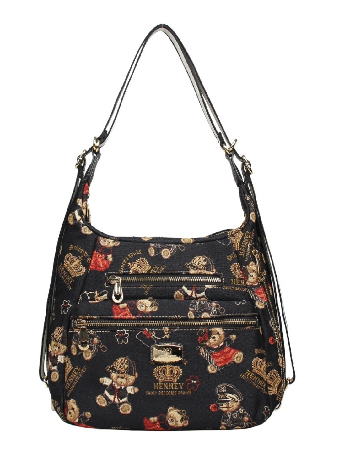Crown Bear Shoulder Bag/ Hobo
