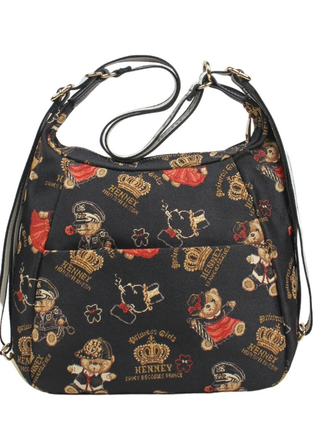 Crown Bear Shoulder Bag/ Hobo