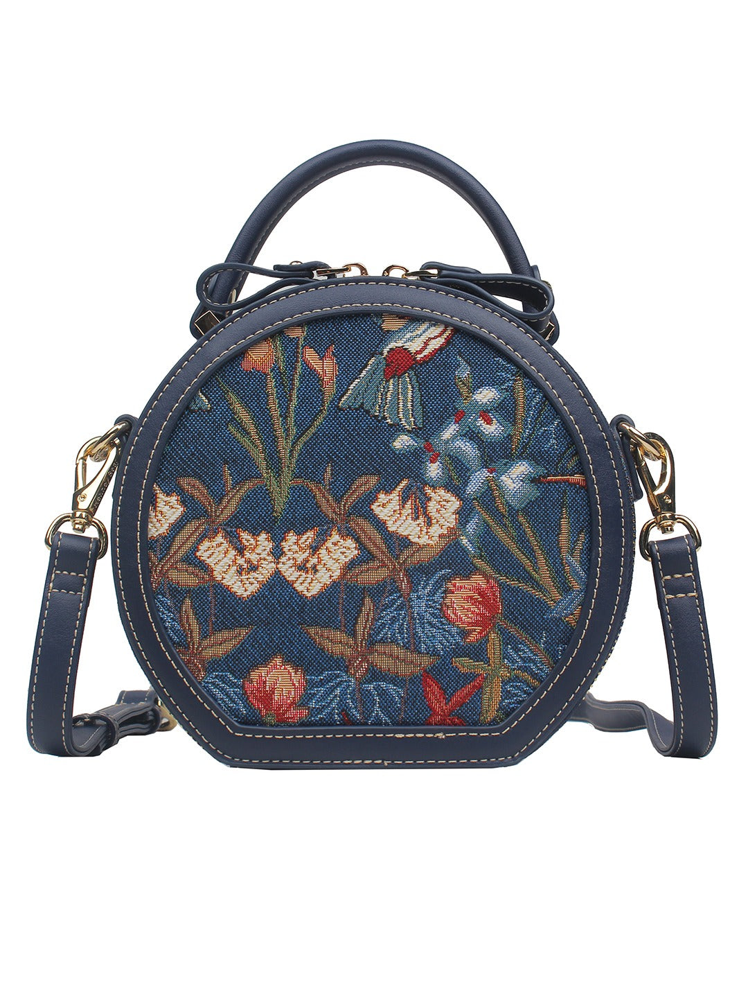 Blue Hummingbird Round Bag