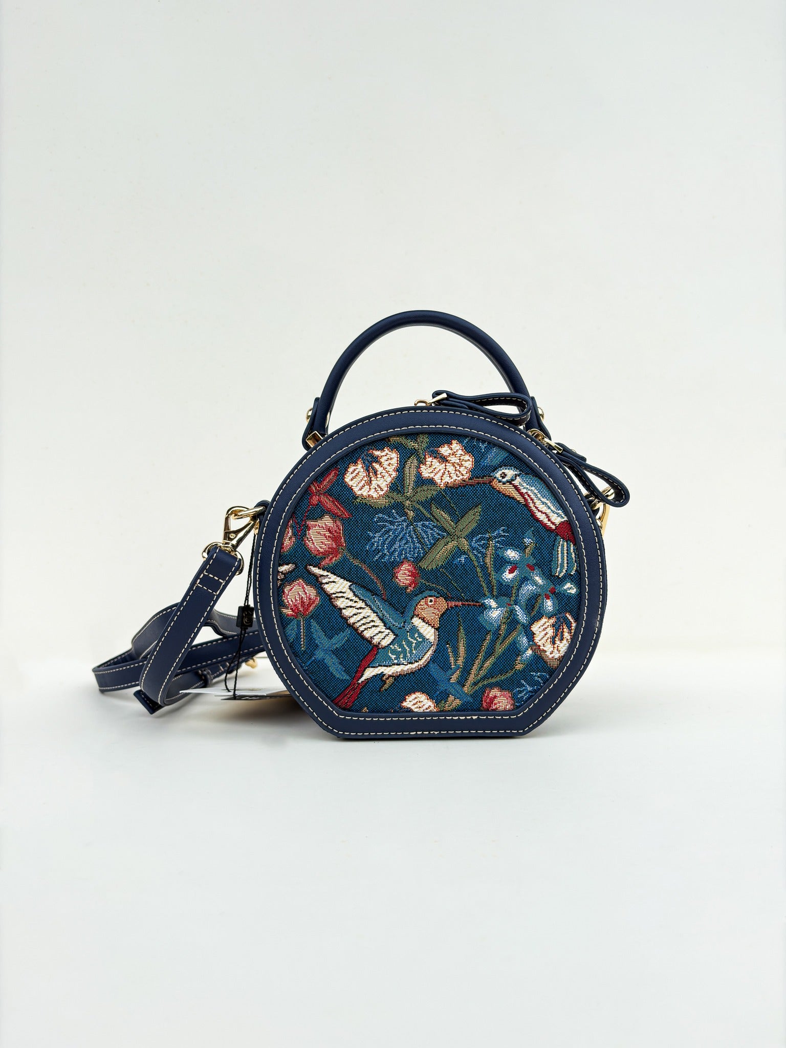 Blue Hummingbird Round Bag