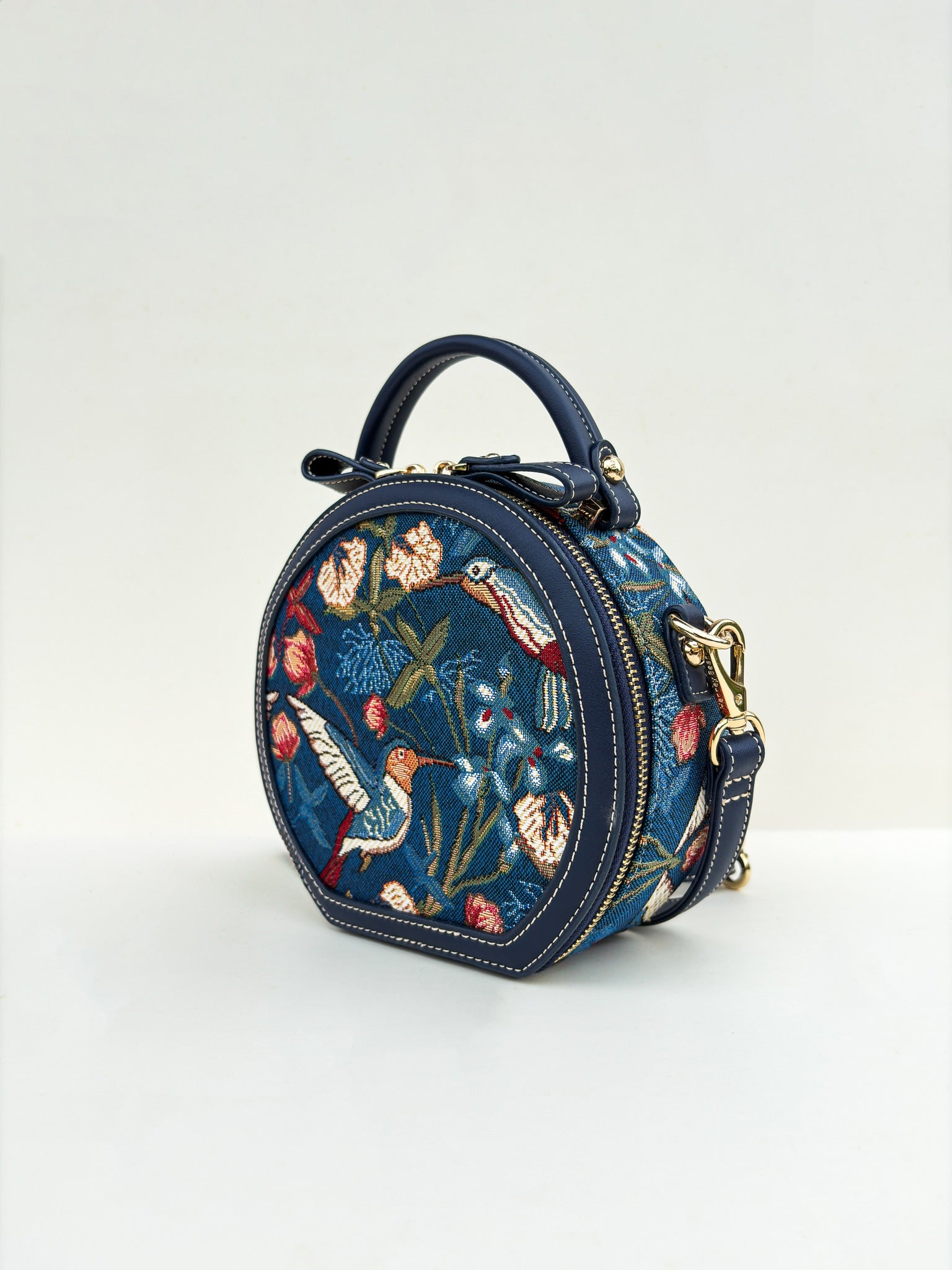 Blue Hummingbird Round Bag