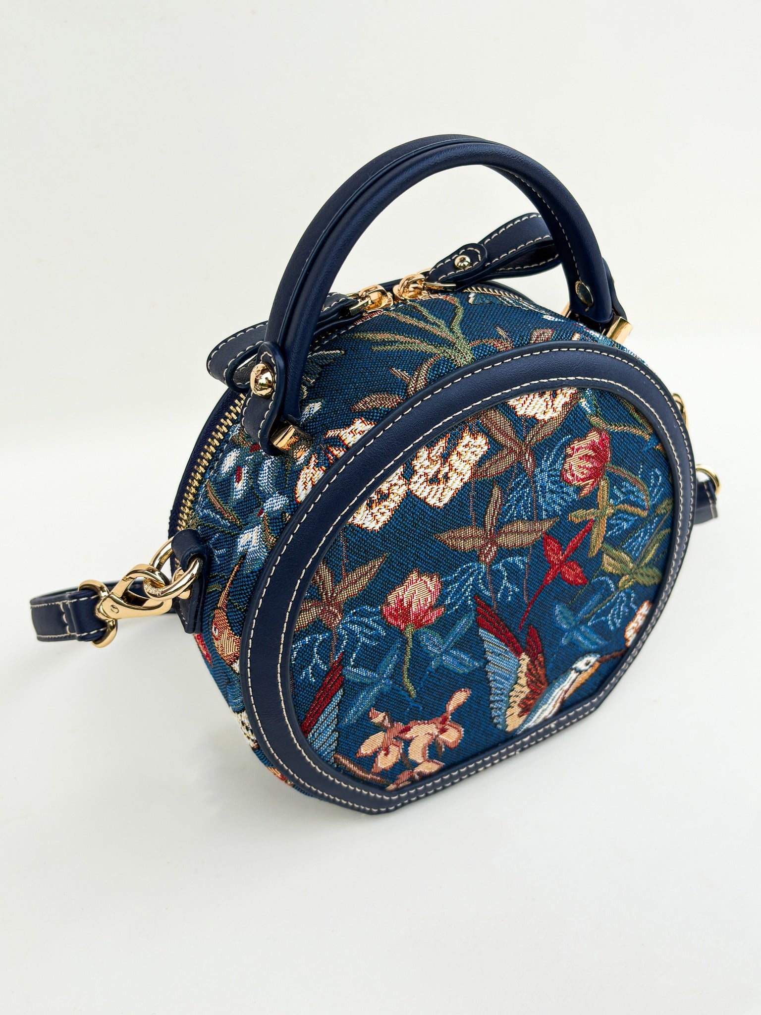 Blue Hummingbird Round Bag