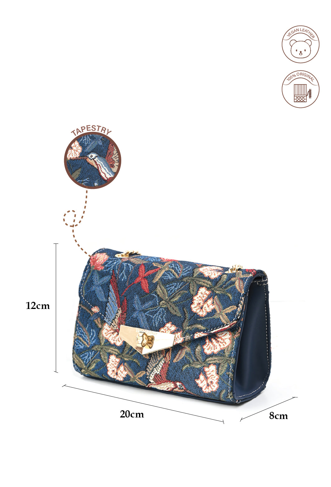 Blue Hummingbird Sling Bag
