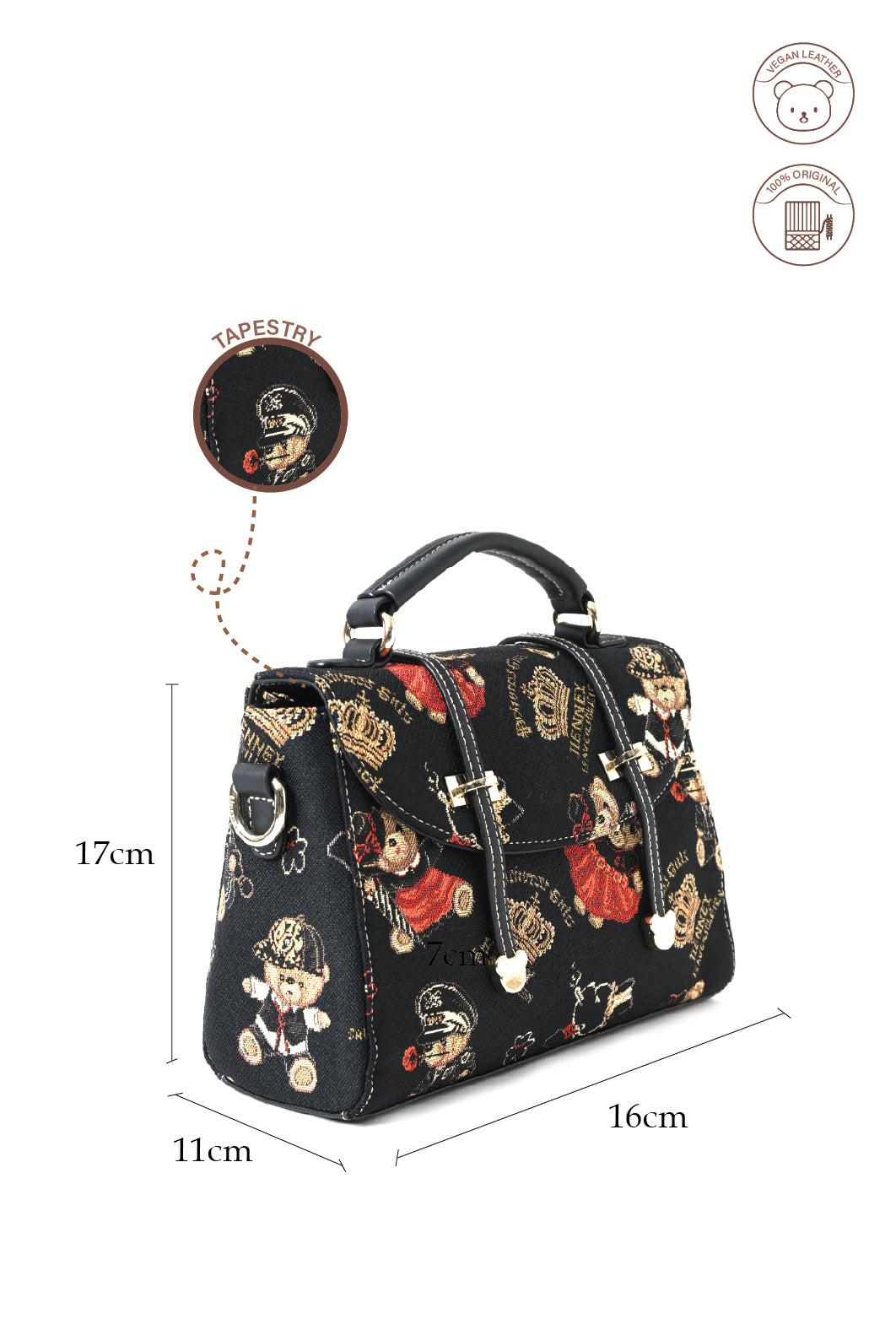 Crown Bear Top Handle Bag