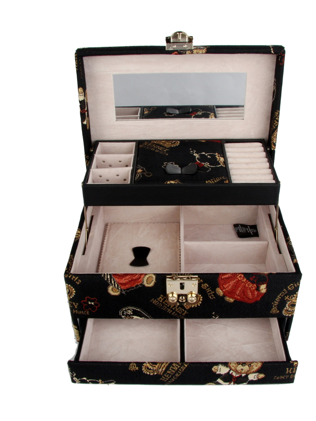 Crown Bear Jewellery Organiser - 3 Layers with Lock for Rings, Necklace And Earrings/Wedding Gift