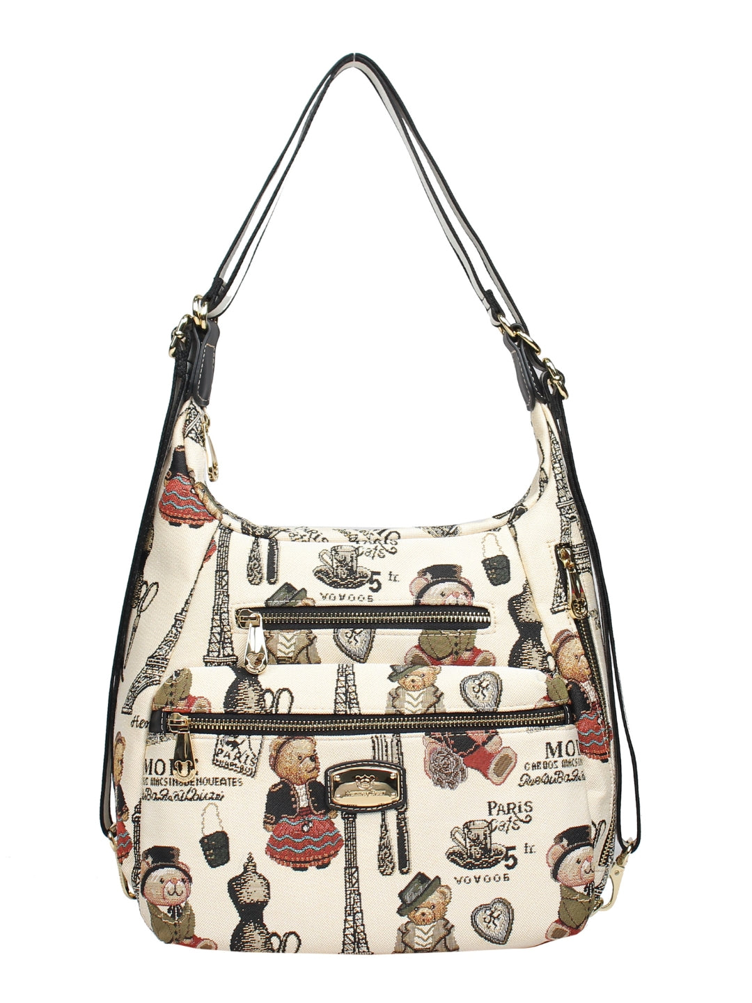 Paris Bear Shoulder Bag/ Hobo