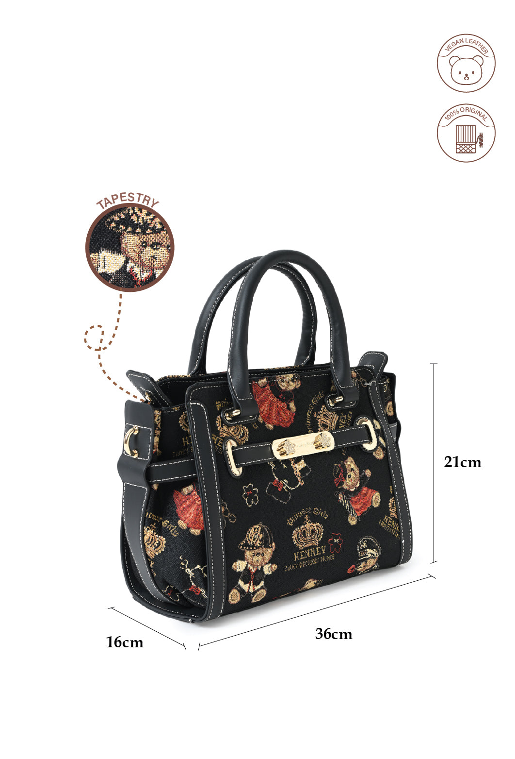 Crown Bear Top Handle Bag