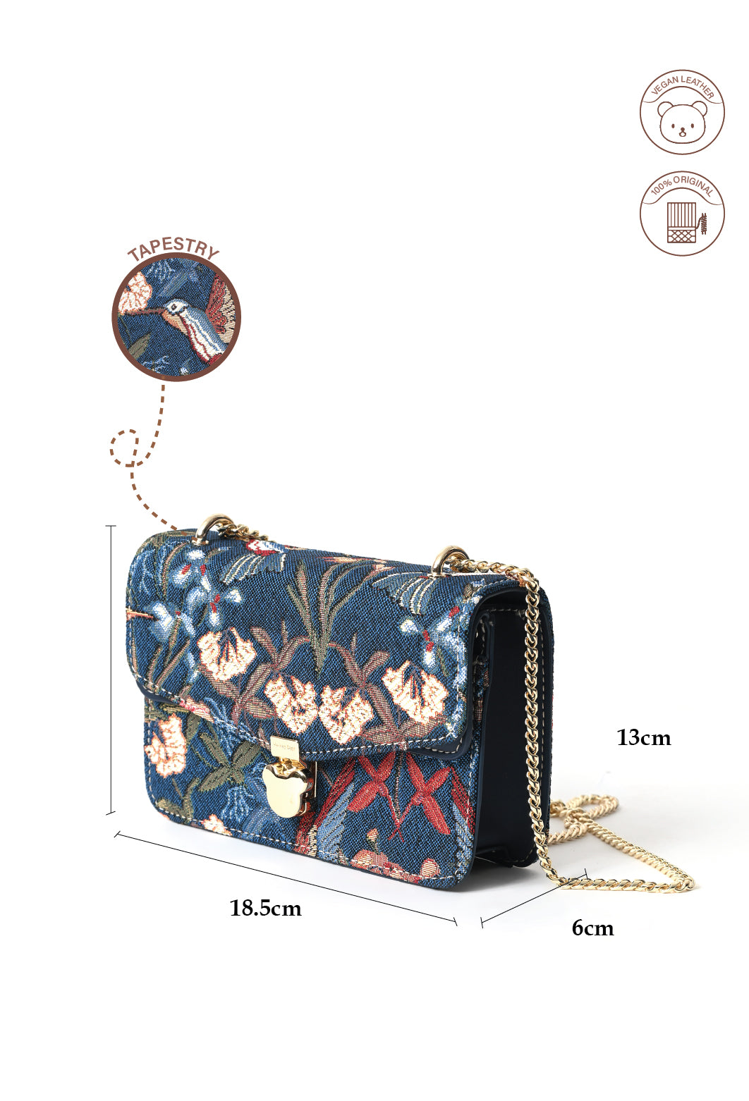 Blue Hummingbird Sling Bag
