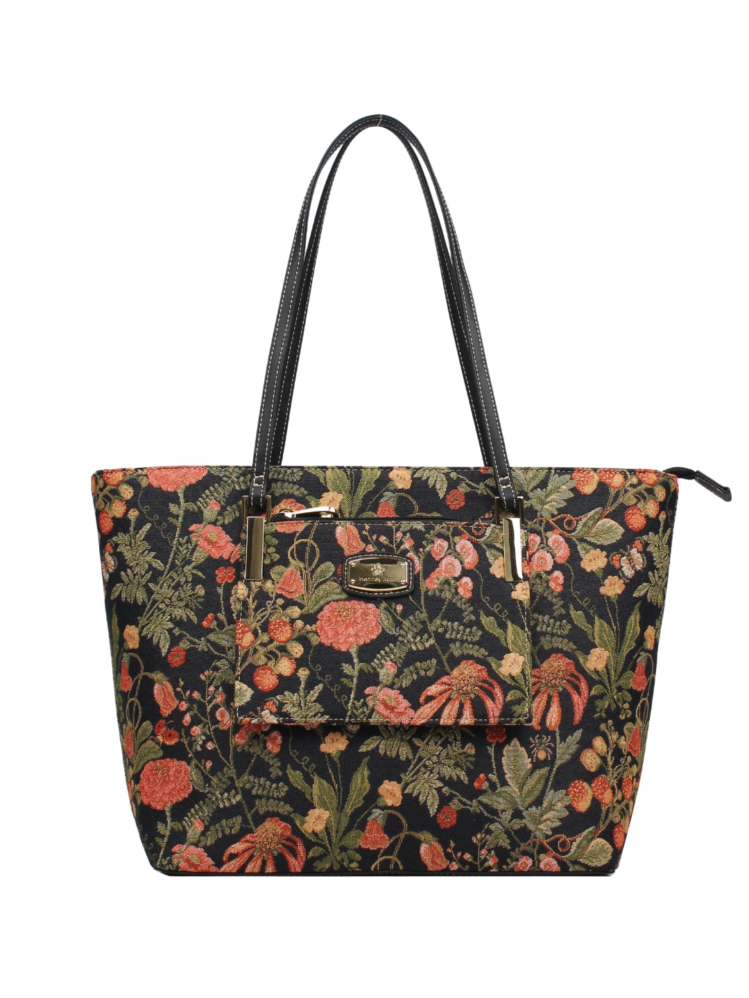 Floral Summer Black Tote Bag