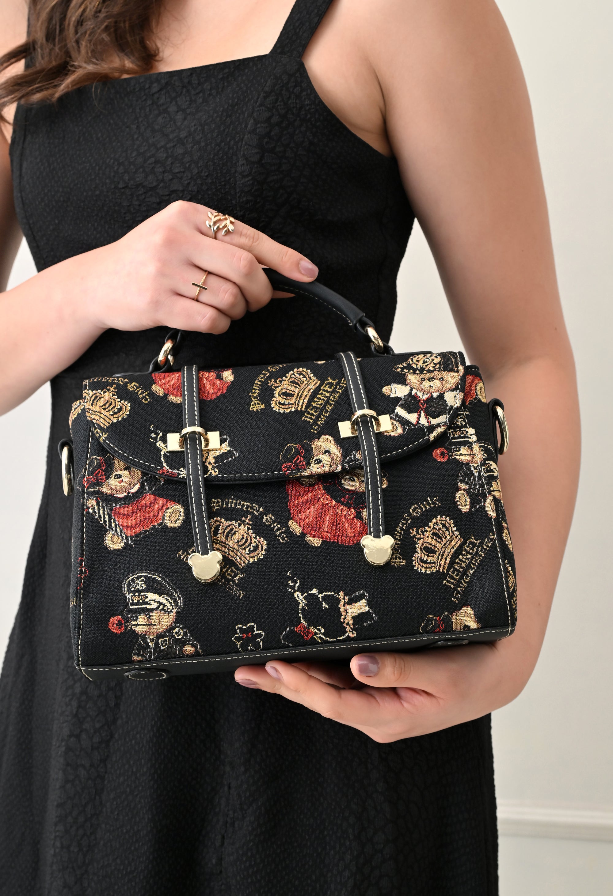 Crown Bear Top Handle Bag
