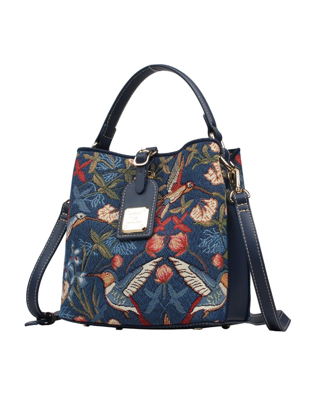 Blue Hummingbird Bucket Bag