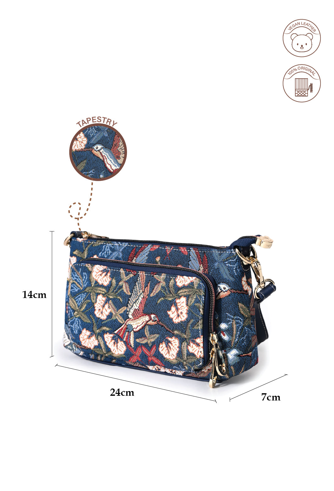 Blue Hummingbird Crossbody Bag