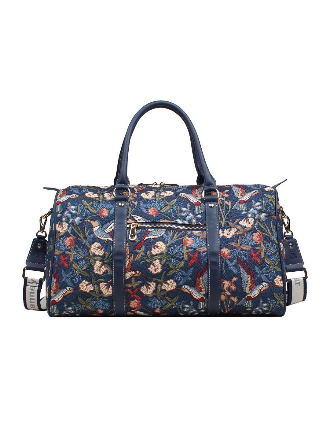 Blue Hummingbird Weekender with Shoulder Strap