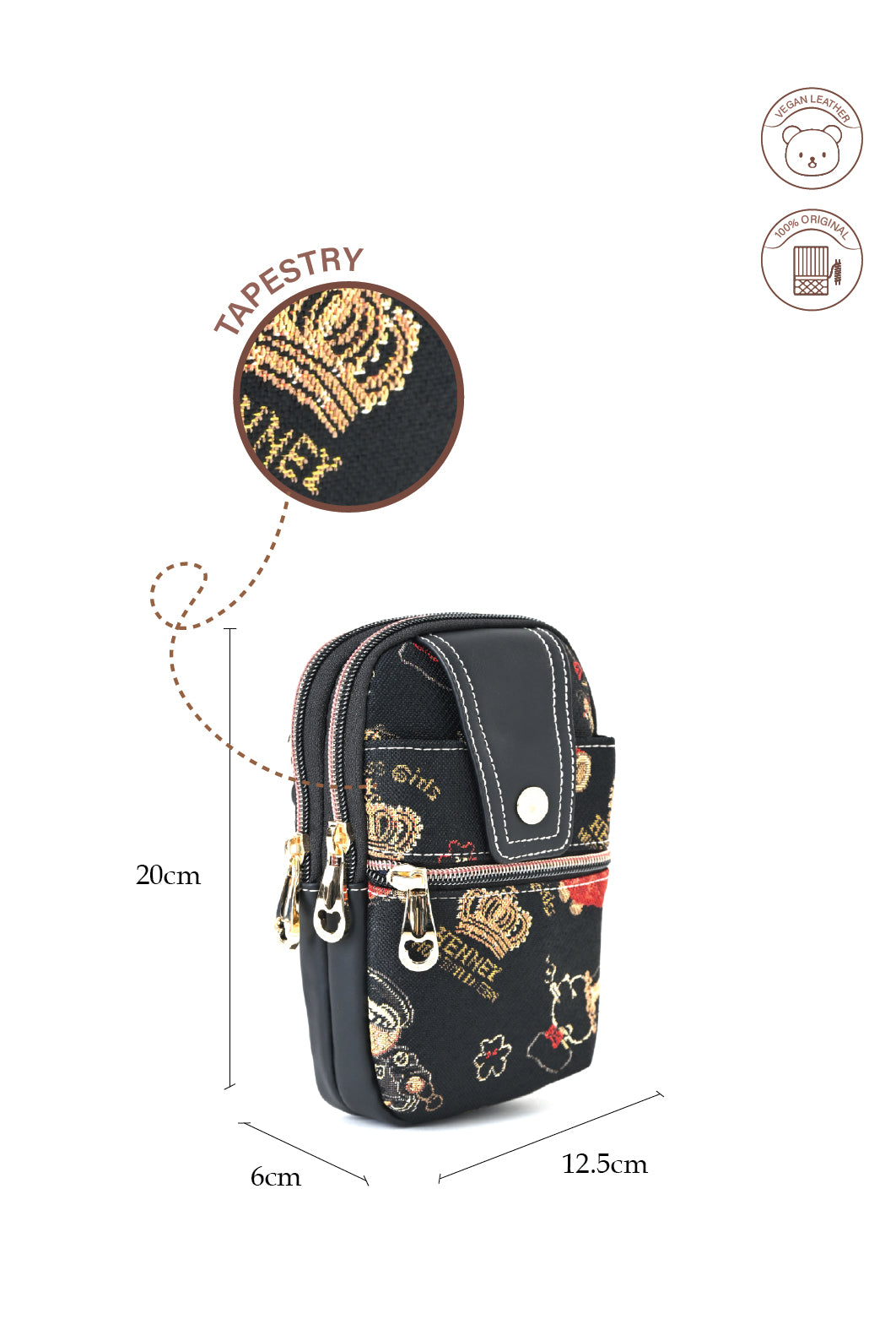 Crown Bear Sling Bag / Mobile Holder / Multi-utility Travel Bag
