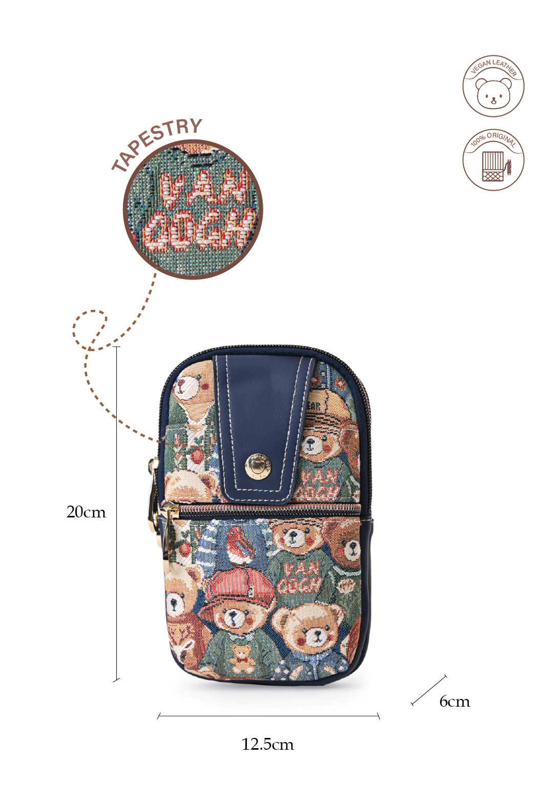 Green Bear Sling Bag / Mobile Holder / Multi-utility Travel Bag