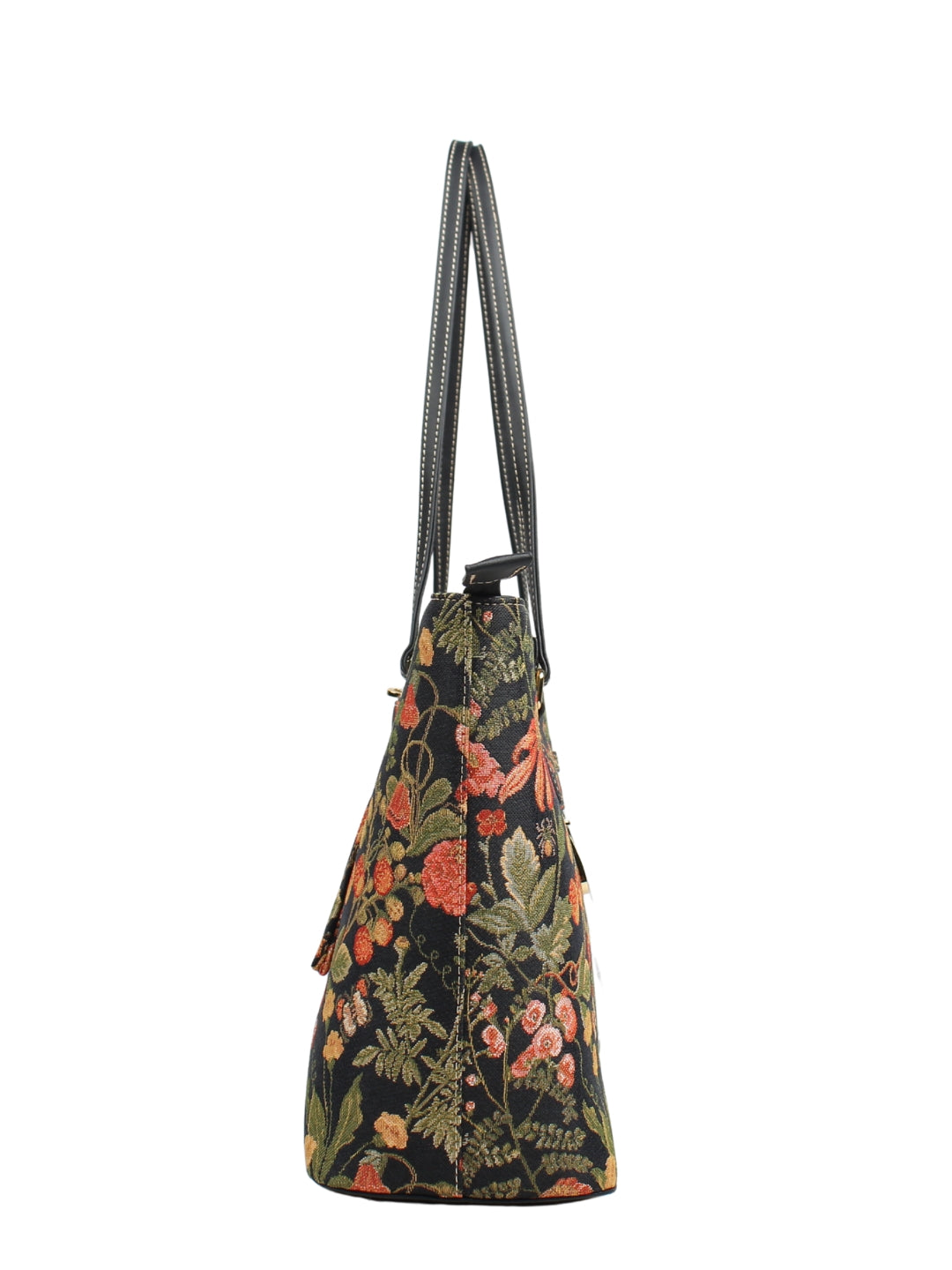 Floral Summer Black Tote Bag