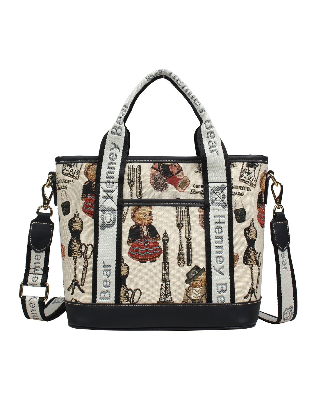 Paris Bear Top Handle Bag