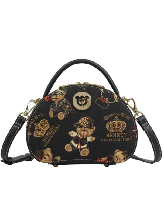 henney bear crown bear tapestry sling bags for women