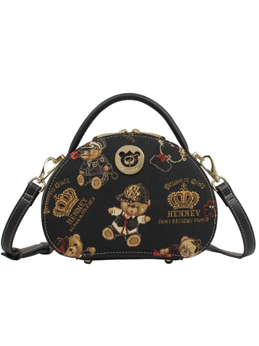 henney bear crown bear tapestry sling bags for women
