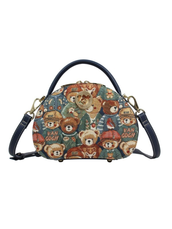 henney bear green bear tapestry sling bags for women