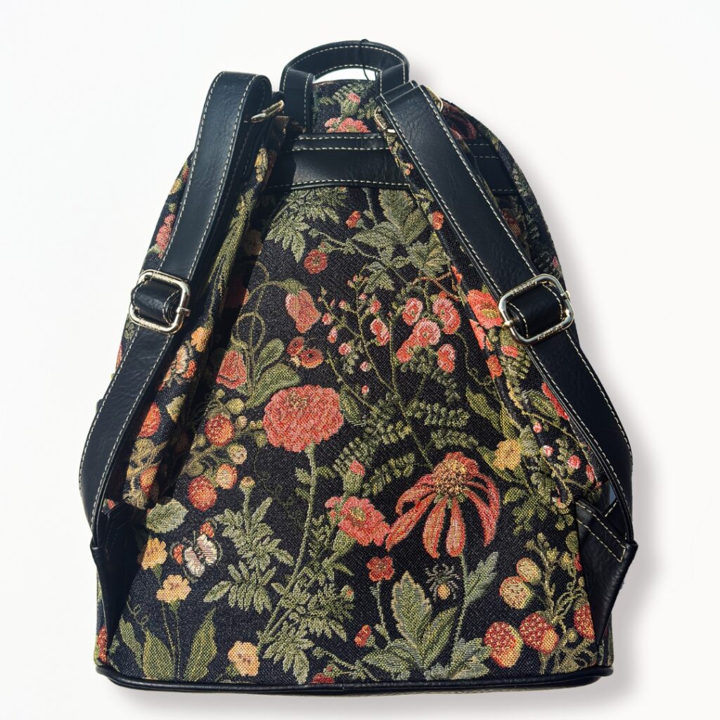 Floral Summer Black Backpack