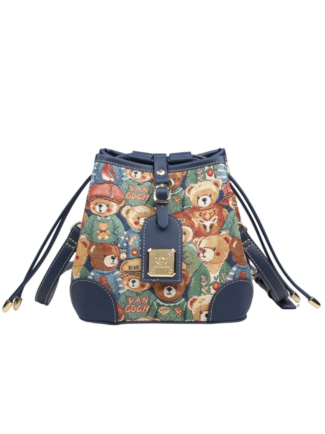 henney bear bucket bag tapestry art shoulder bag