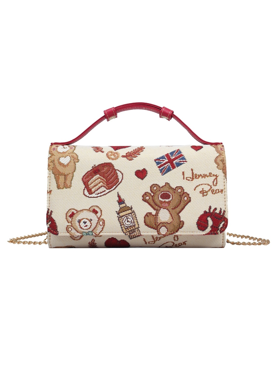 henney bear purse tapestry design