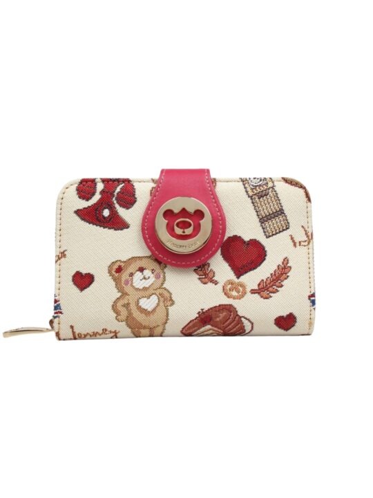 henney bear tapestry design purse for women