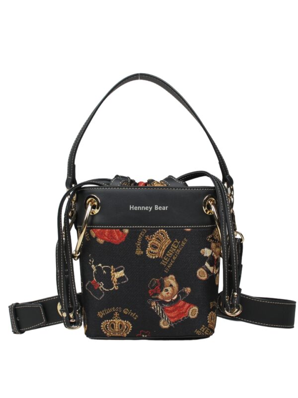 henney bear bucket bag tapestry art handbag
