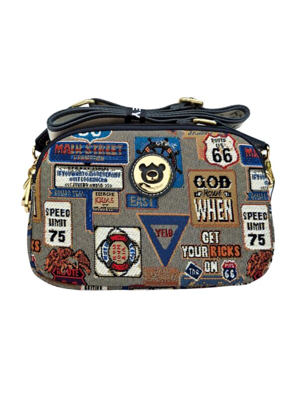 medal plate grey roadtrip tapestry crossnody bag box bag henney bear