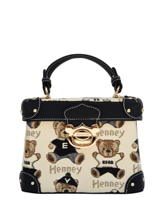 Henney Bear tapestry top handle handbag