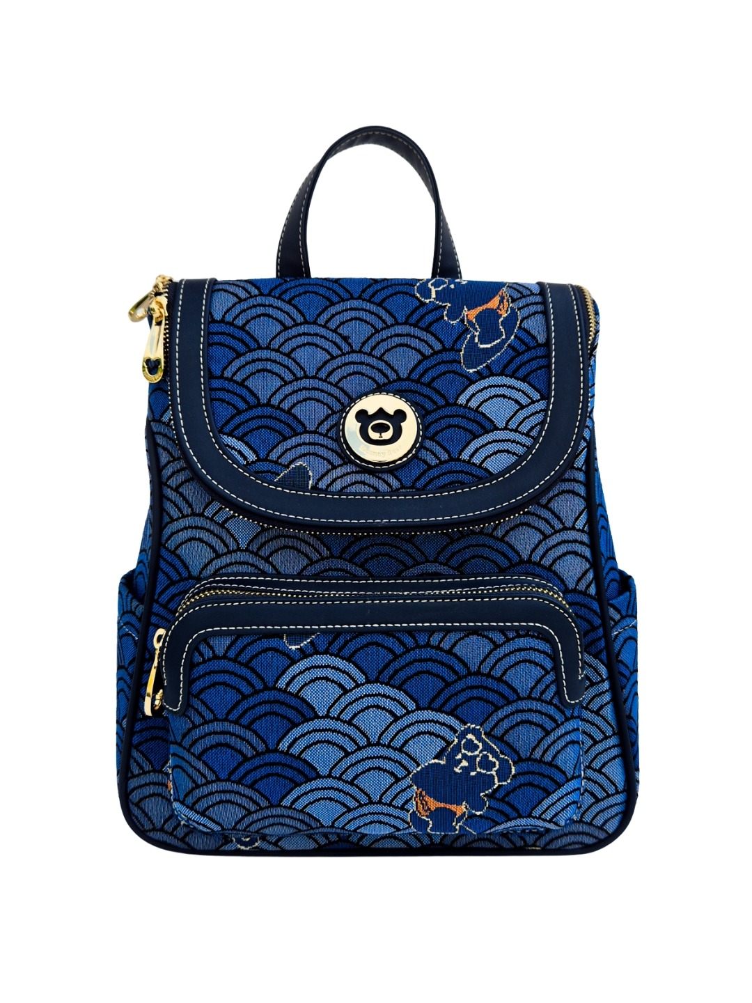 blue wave tapestry backpack henney bear fabric made
