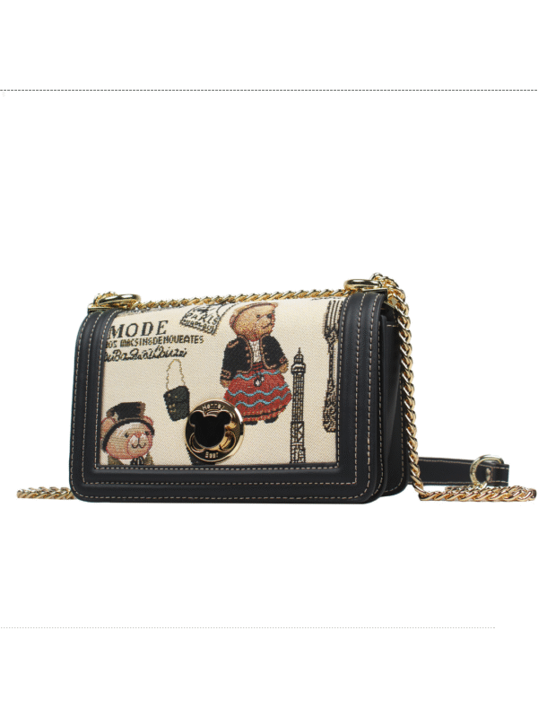 sling bag with chain henney bear tapestry handbag for women